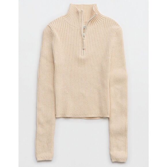 Aerie Late Night Quarter Zip Sweater L - Picture 6 of 8